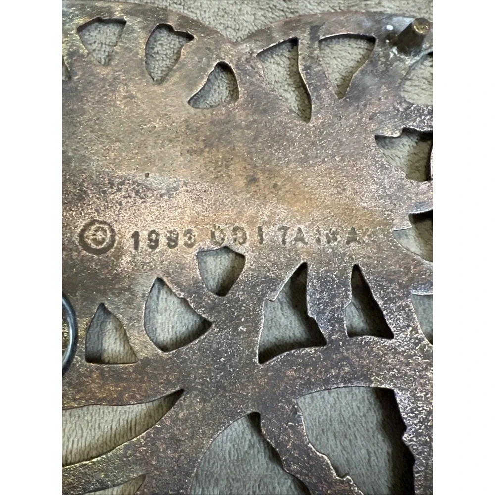 Vtg ODI Copper Cat Trivet 1983 Old Dutch Taiwan Cast Iron Wall Hanging Farmhouse
